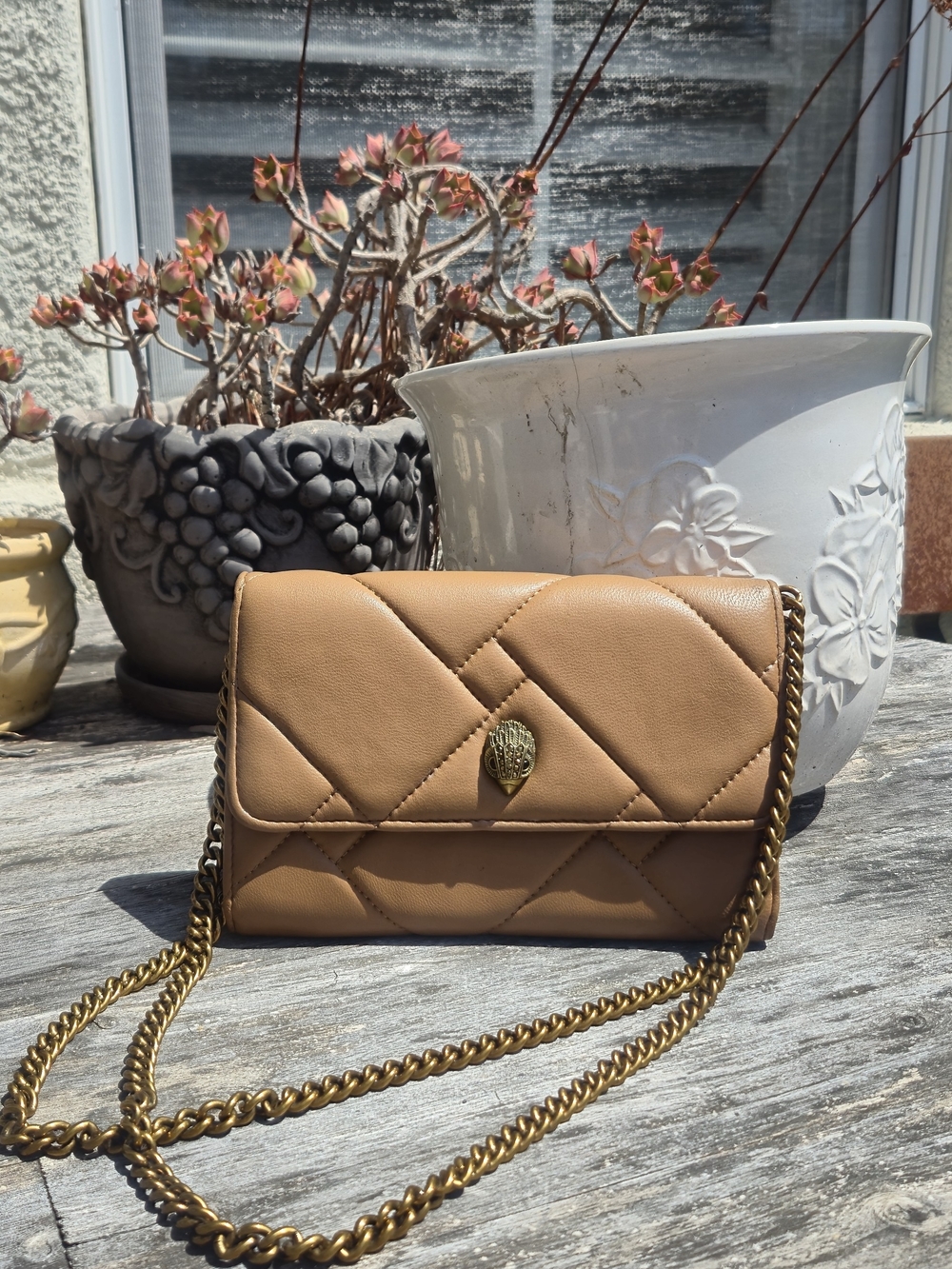 Kurt Geiger London Kensington Medium Leather Crossbody Bag – Tan/Camel
